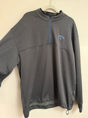 Callaway Gray Golf Half-Zip Pullover with Blue Trim